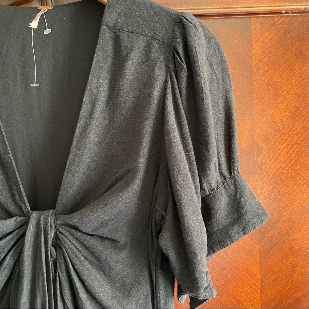 Free People Tie-Neck/Button Front Linen Dress NWOT! - Picture 5 of 9